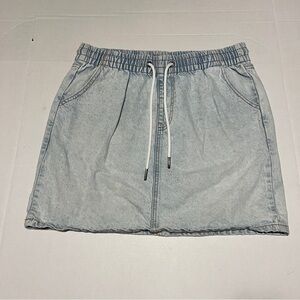 Celebrity Pink Denim Mini Skirt with Drawstring